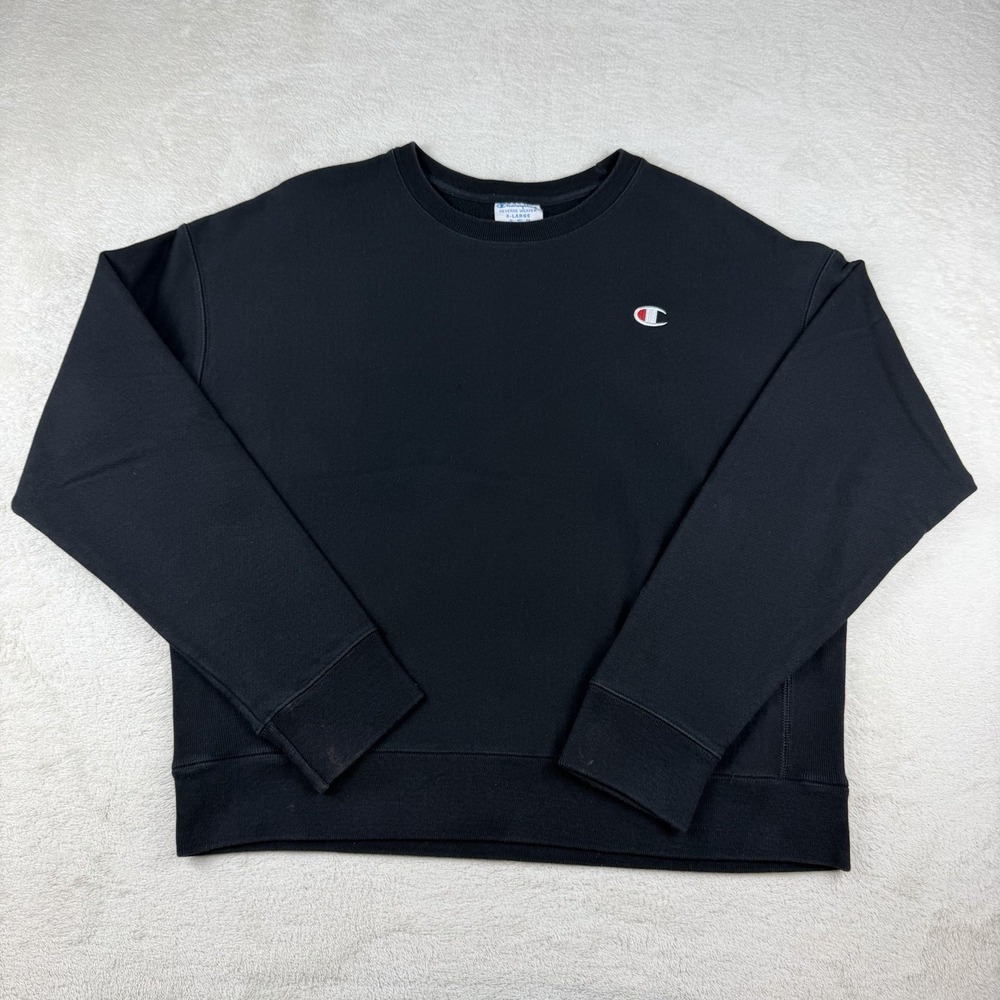 Champion Reverse Weave Sweatshirt Men's XL Black Heavyweight Crewneck Y2K Comfy